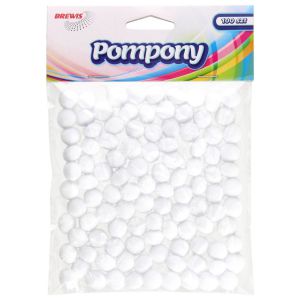 Pompony kreatywne Brewis 1cm Białe, 100szt